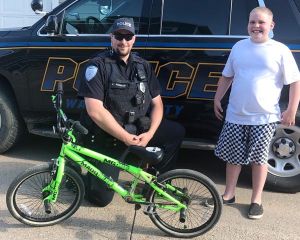 Boy reunited with stolen bike